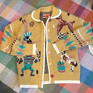 Playful Patterned Women's Cardigan Sweater